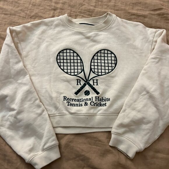 Recreational Habits Williams Cropped Crew in Cream - Picture 3 of 7